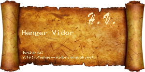 Henger Vidor névjegykártya